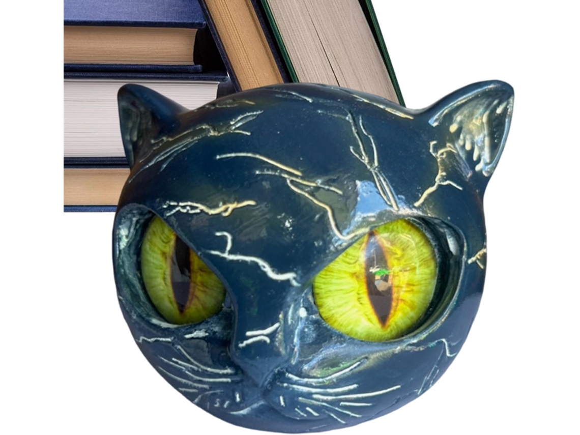 Estatueta Moderna De Gato Preto Com Olhos Âmbar | Estatueta