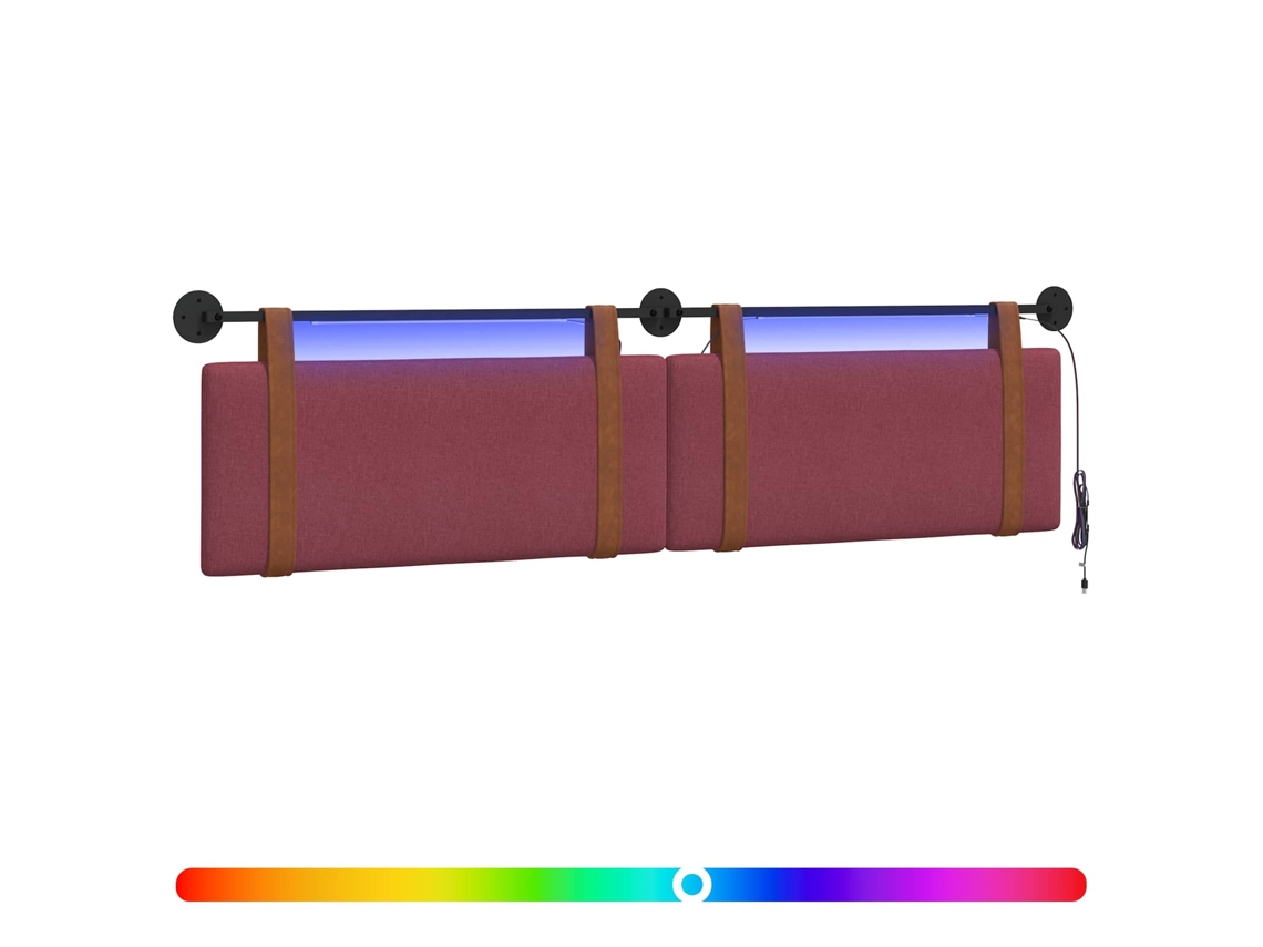 Conjunto 1 Cabeceira Suspensa Vidaxl Vermelho Couro Sintético (210 X 55 X 5 Cm)