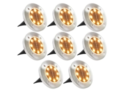 Vidaxl Iluminação Led Solar De Solo 8 Pcs Branco Quente