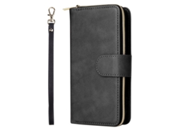 Capa Inch Para Iphone 13 Mini Pele Sintética Anti-choque Magnética Com Porta-cartões Preto