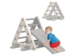 Triângulo de Escalada para Crianças de 18 48 Meses com Escorrega e Rampa 130x80x69 Cm Cinza e Branco Ge
