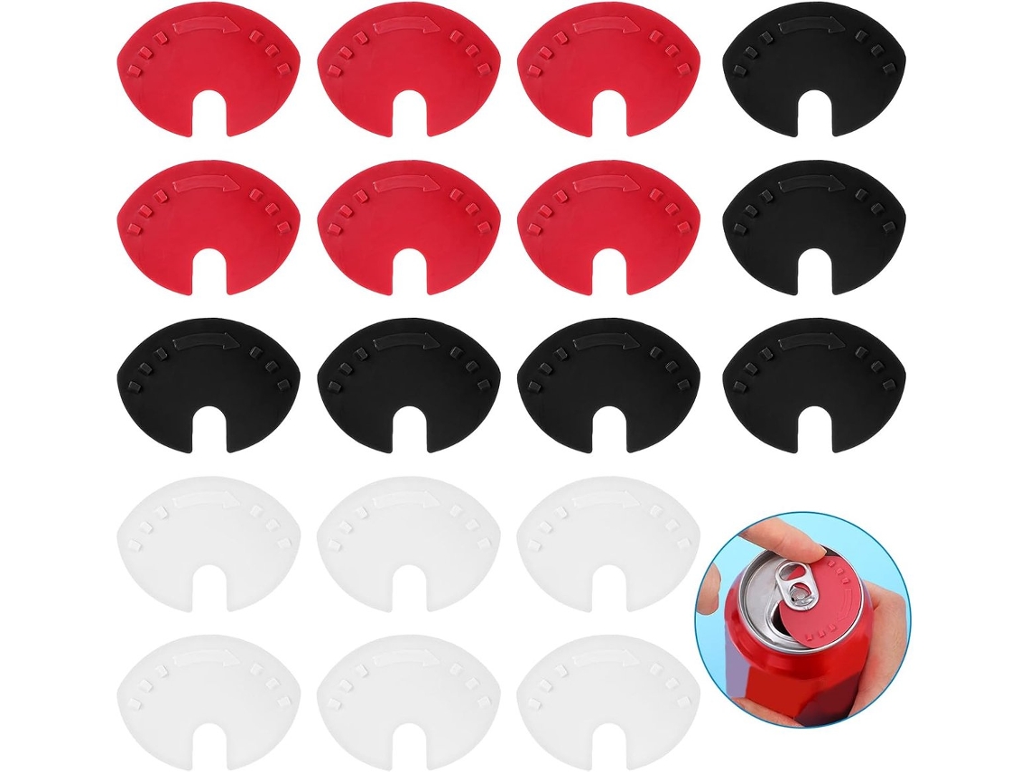 Conjunto De 18 Tampas Reutilizáveis Para Latas, 4,5 X 3,4 Cm, Para Refrigerante, Cerveja, Suco, Cores Preta, Vermelha, Branca