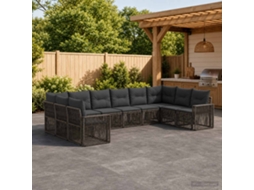 Vidaxl Conjunto De Sofá De Jardim 10 Unid. Cinza E Cinza Escuro