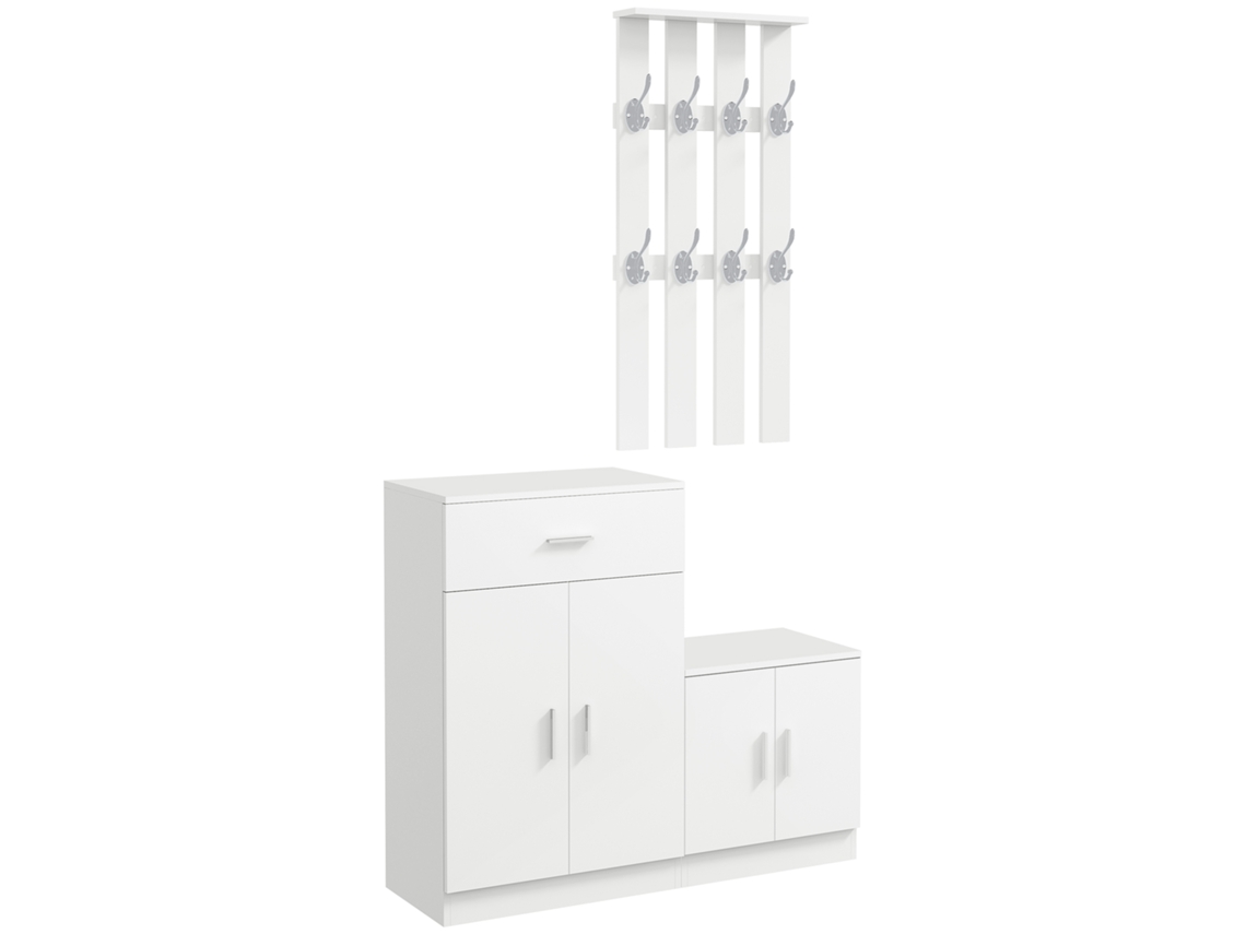 Sapateira combinada com cabide para entrada/quarto, 100x32x187cm, branco DECORALAR TECH