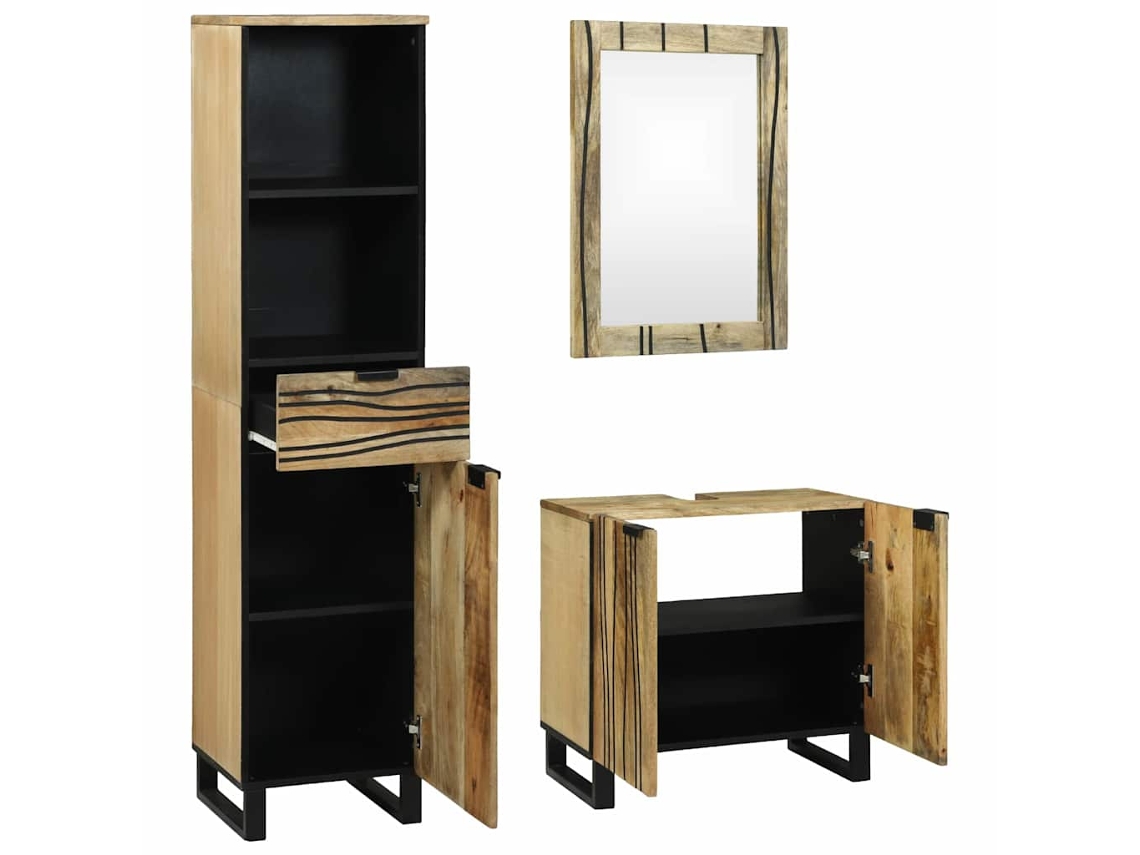 Conjunto de Móveis para Banheiro com Gaveta 3 Peças Castanho MAISON EXCLUSIVE