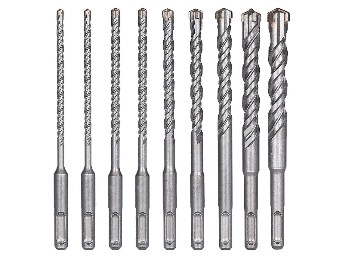 Broca para Martelo Eléctrico SDS plus 9 Peças Carburo para Concreto, Cerâmica e Pedra (5mm 16mm ×160mm) | S/MARCA