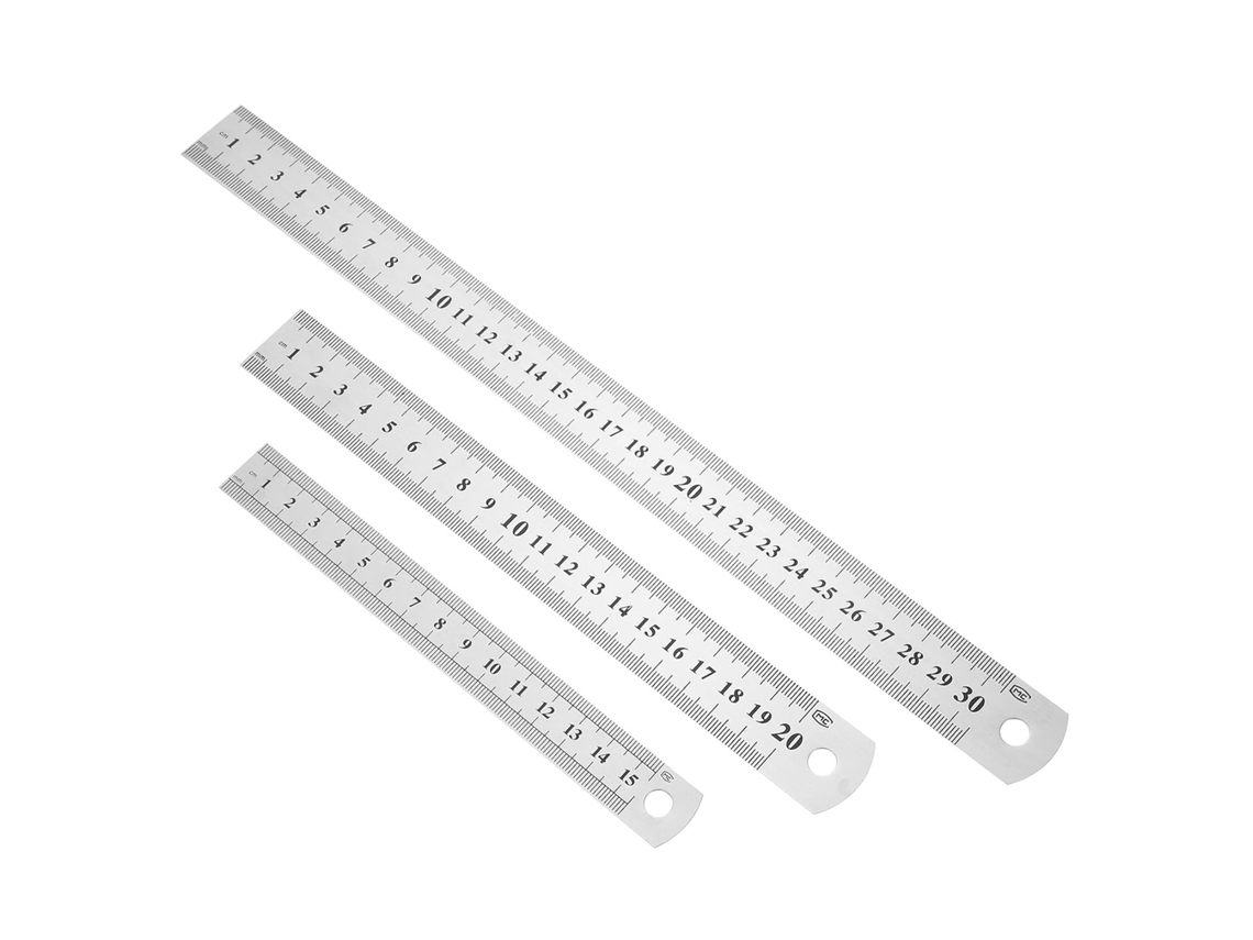 Conjunto De 3 Réguas Aço Para Desenho E Medição, Alta Visibilidade E Portáteis, Adequadas Para Uso Escolar E Trabalhos