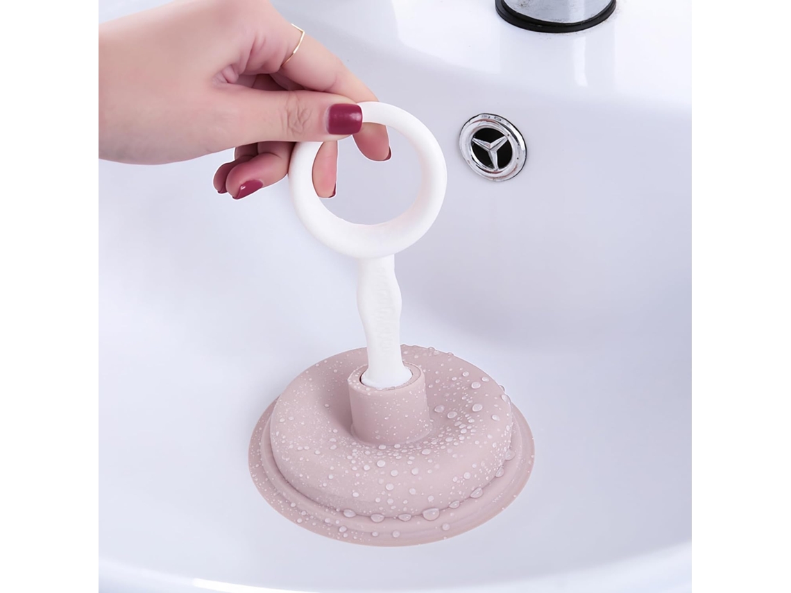 Mini Limpador de Pia para Banheiro e Cozinha, Pequeno Desentupidor de Ralos com Ventosa, Rosa BRILVIBERA
