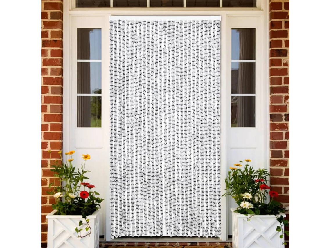 Vidaxl Cortina Anti-insetos 118x220cm Chenille Cinzento Claro E Escuro