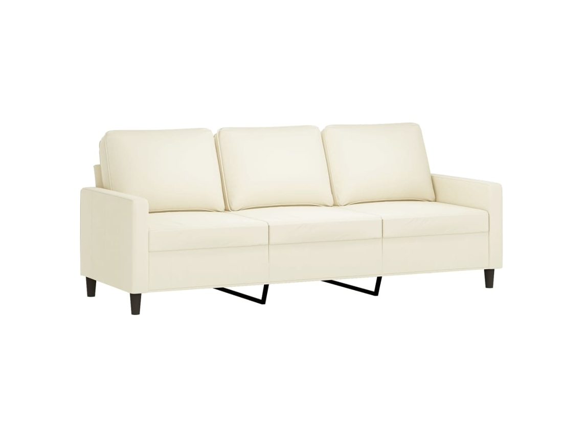 Conjunto 1 Sofá De 3 Lugares Vidaxl Creme Veludo (198 X 77 X 80 Cm)