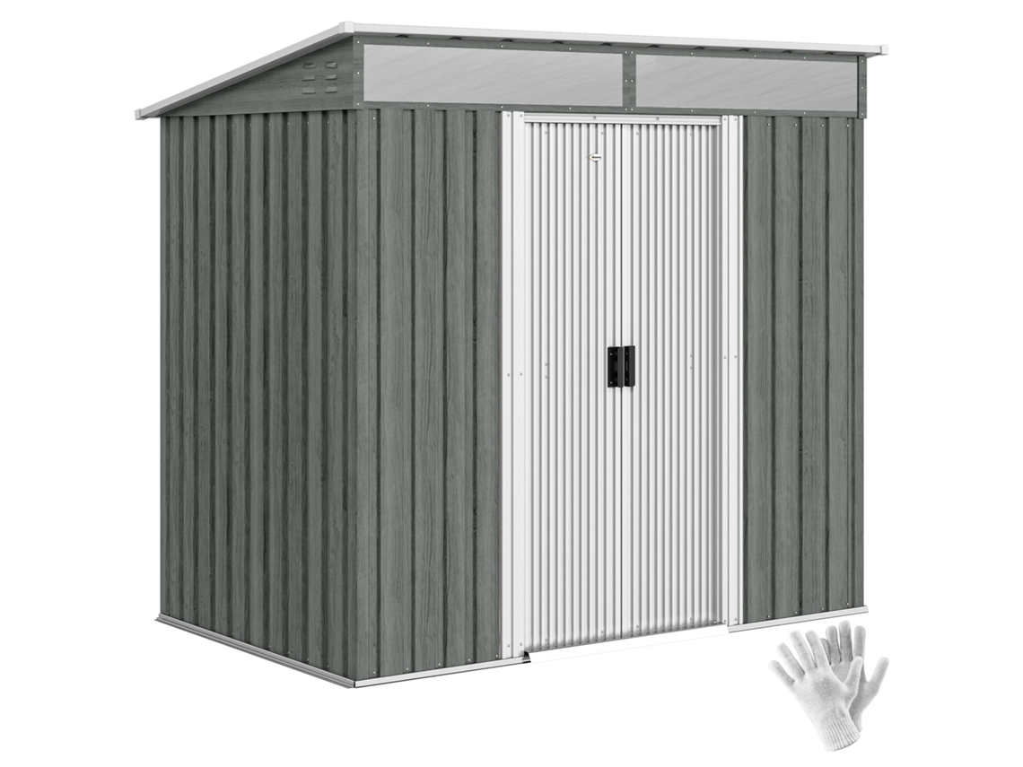 Casinha de Jardim com Portas de Correr 195x122x181 Cm VERIDIA CUOM com Piso de Aço