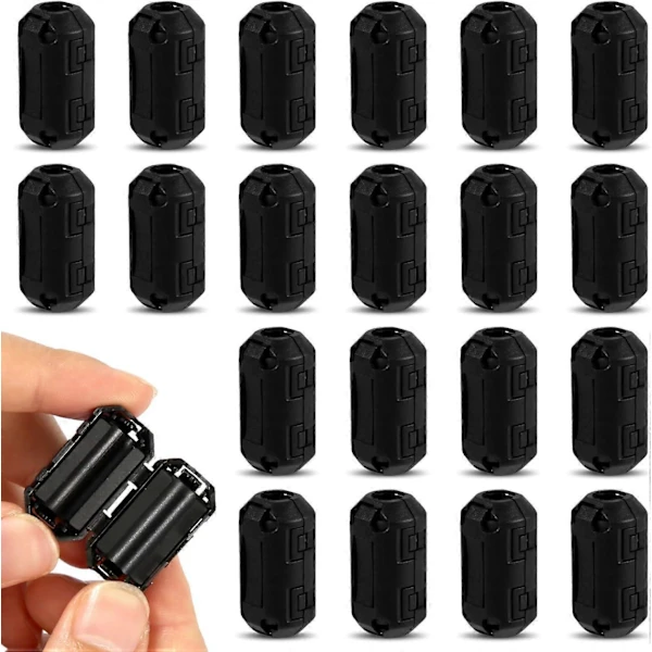 {pl}20 Peças Clip-on Ferrite, Núcleo De Anel Redutor Ruído Rfi Emi, Braçadeira Cabo Kl-aquaforge