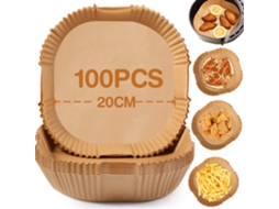 Papel De Horno Para Airfryer - 100 Piezas - 20-24 Cm - Cuadrado - Papel De Horno Antiadherente - Sin Bpa - Apto Para Airfryer Xl Y Xxl