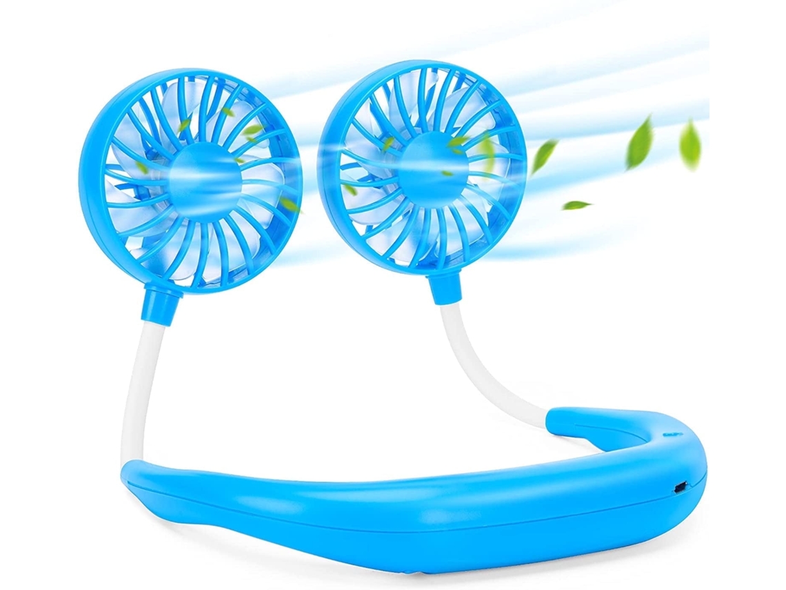 Ventilador de Pescoço Leve USB Recarregável com 3 velocidades, rotação de 360°, ideal para desporto, escritório e viagem STELASPLEN