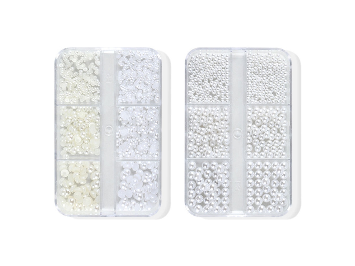 Conjunto De 2 Peças De Arte Para Unhas Mistas Suprimentos Para Arte Em Unhas Pérolas Redondas Acessórios Para Unhas Com Glitter -Estilo2 ZMDECQNA 2 Un