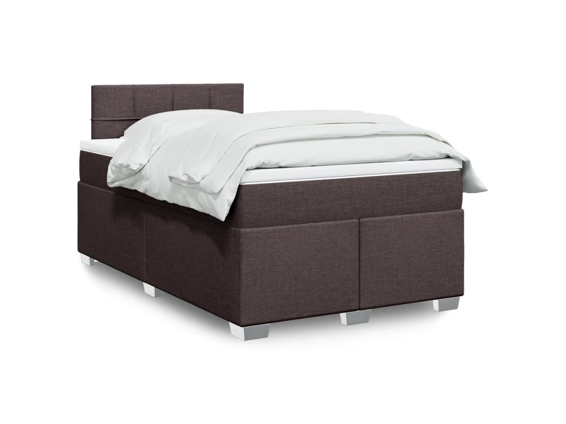 Vidaxl Cama Boxspring Com Colchão 120x190 Cm Tecido Castanho-escuro