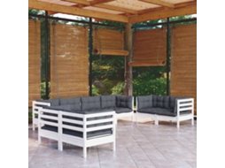 Vidaxl 8 Pcs Conjunto Lounge De Jardim C/ Almofadões Pinho Maciço