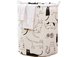 Cesto De Roupa Dobrável Grande, Impermeável, 48 X 42 Cm, Organizador Para Roupas, Brinquedos E Outros Itens Domésticos (com Estampa De Gatos)