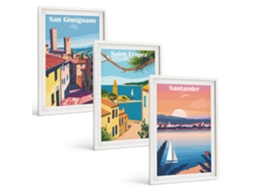 Pinturas Murais Modernas Paisagens Urbanas Italianas Moldura Branca Fotos Para O Escritório Espelharte (3 Piezas De 40x60 Cm)