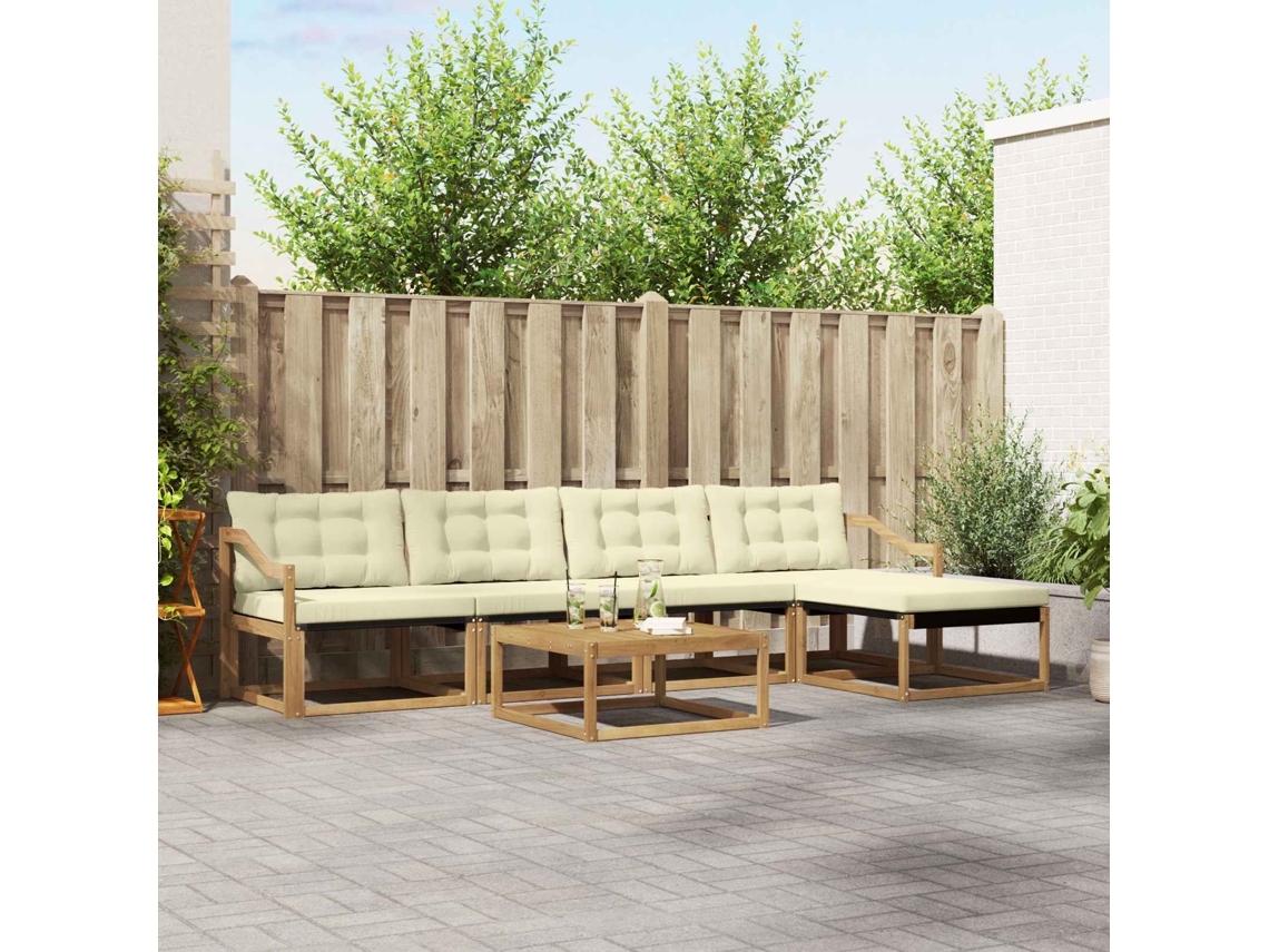 Vidaxl Conjunto De Sofás Para Exterior 6 Unid. Branco E Creme