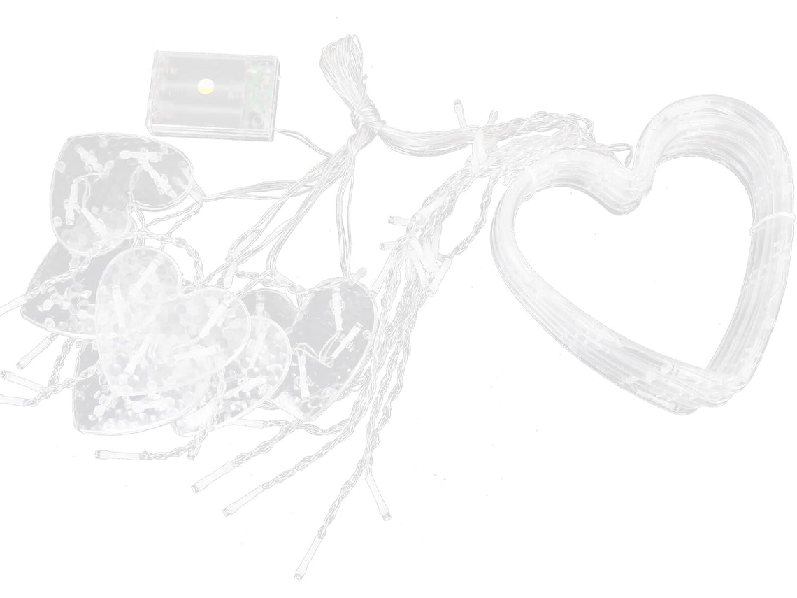 Cordão De Luzes Led Em Formato De Coração, Alimentado Por Bateria, Luzes Decorativas De Cortina Com Luz Quente.