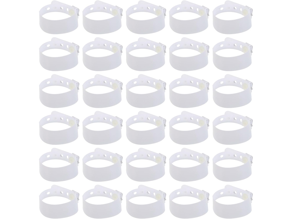 Pacote com 100 pulseiras médicas impermeáveis em PVC com marcação de data, pulseiras de identificação para pacientes.
