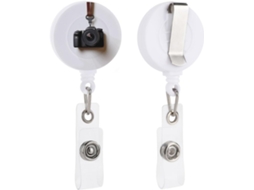 Porta Crachá De Parede Branco Com Suporte Retrátil, Resistente E Redondo Com Clipe, Porta Crachá De Plástico Leve Para