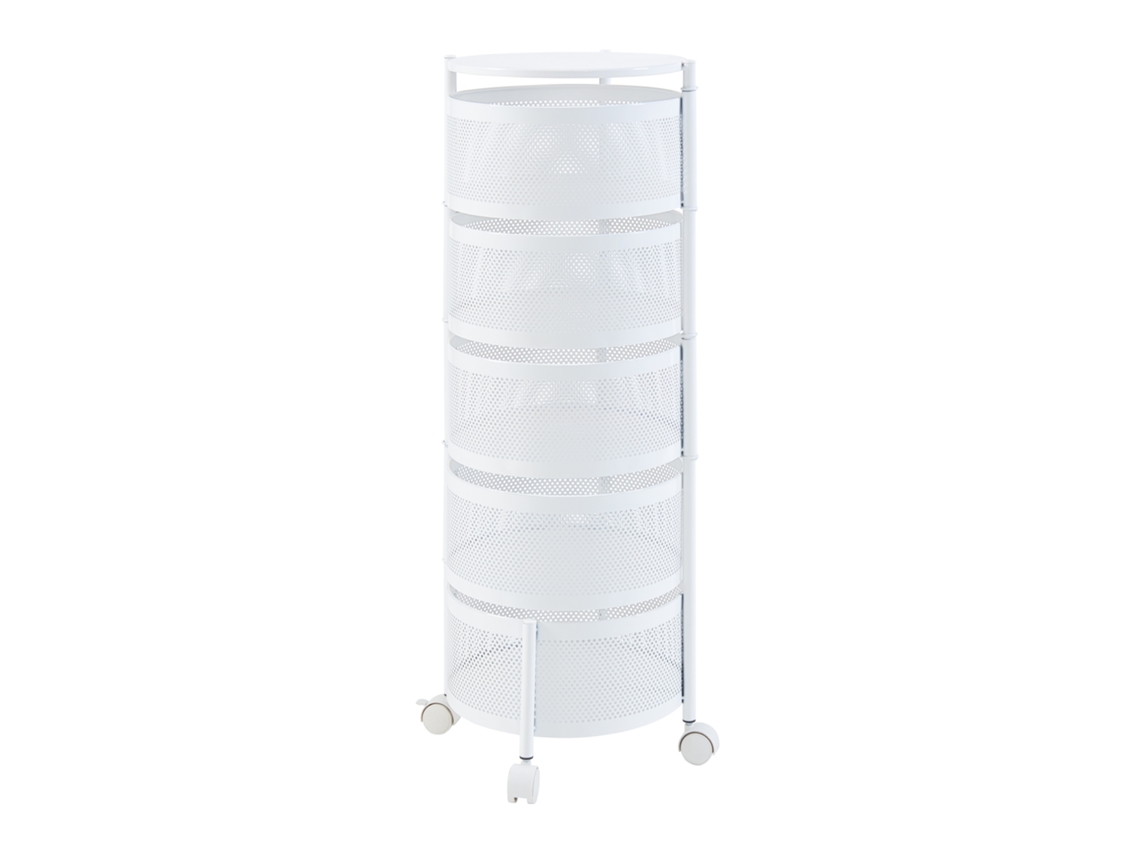 Carro de Cozinha Steigen com 5 Cestos Redondos em Aço 90Xø33Cm Branco [EN.CASA]