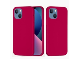 Capa De Silicone Para Iphone 14 Plus - Cor Sólida, Proteção Fina E Antiaderente - Rosa Vermelha