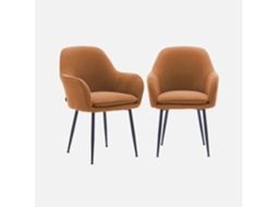 Poltronas Em Veludo Canelado Com Pés Em Metal, Set De 2, Camel