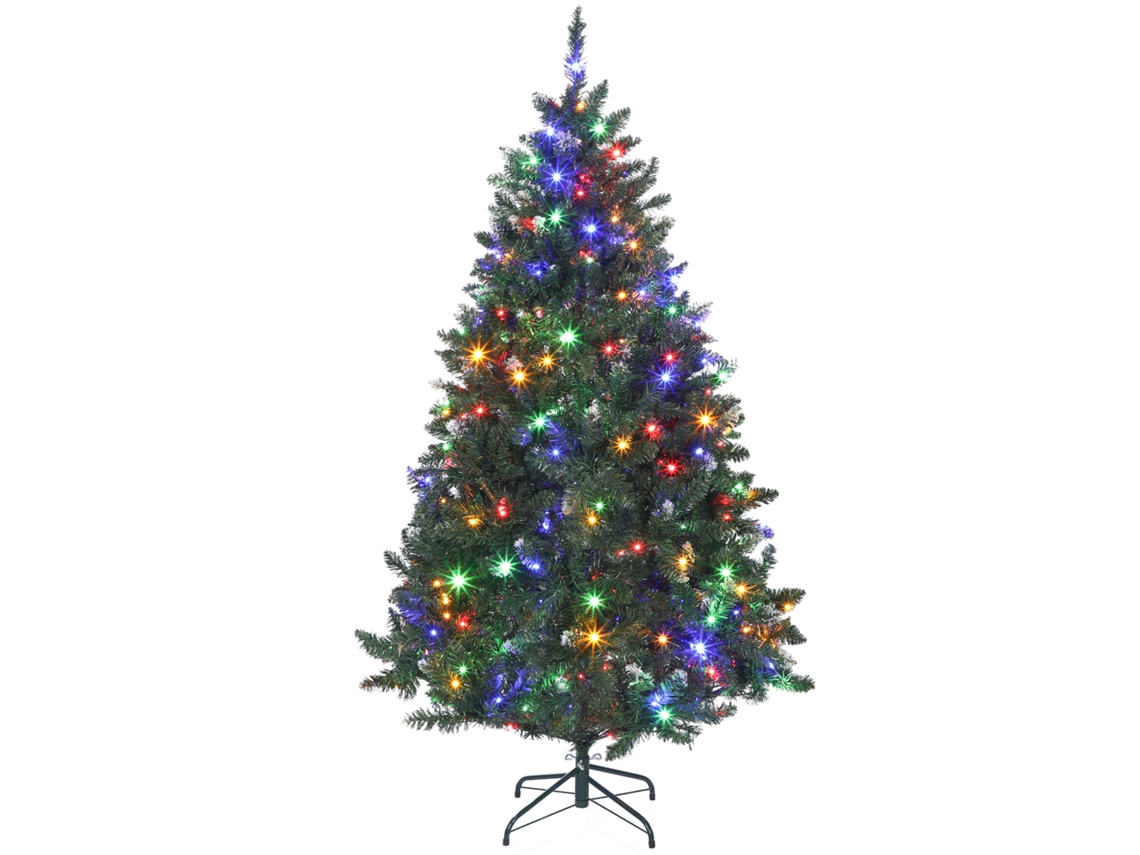 Árvore De Natal 180 Cm Com Luzes Led 9 Modos De Iluminação 802 Ramos E Neve Artificial Verde