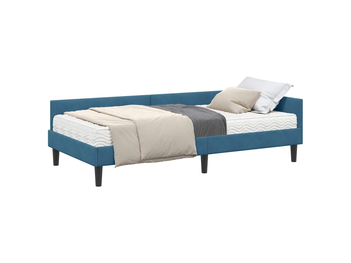 SYFAX™ Estrutura de Cama de Canto com Colchão Outros 2 Pcs Azul Veludo