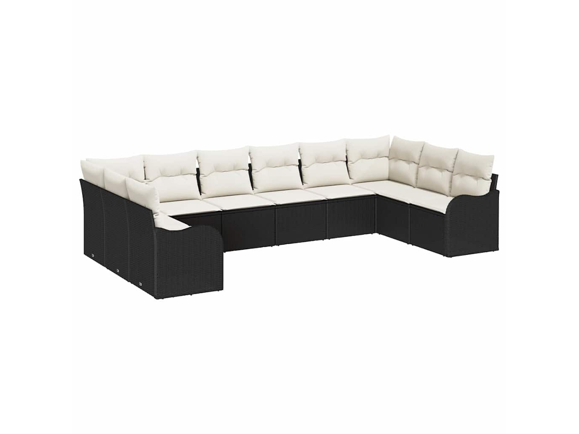 Maison Exclusive - Conjunto De Sofá De Jardim Preto 344 X 177,5 X 85 Cm Vime Pe