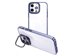 Suporte Casa Galvanizado Para Iphone 15 Plus Pele Sintética Azul