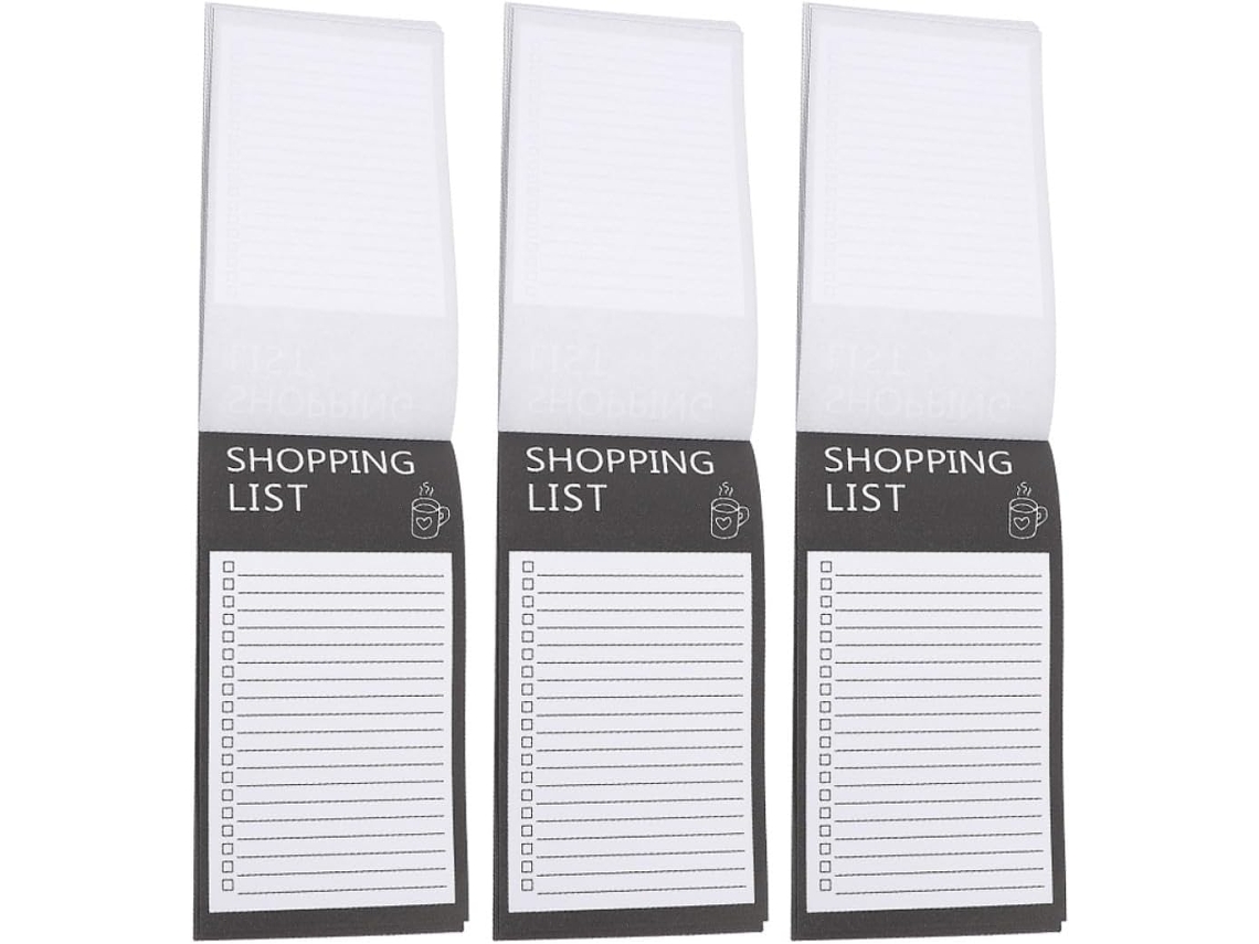 Bloc-notes Magnétique Pour Liste De Courses, 3 Carnets Noir Papier