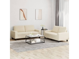 Vidaxl 2 Pcs Conjunto De Sofás Tecido Cor Creme