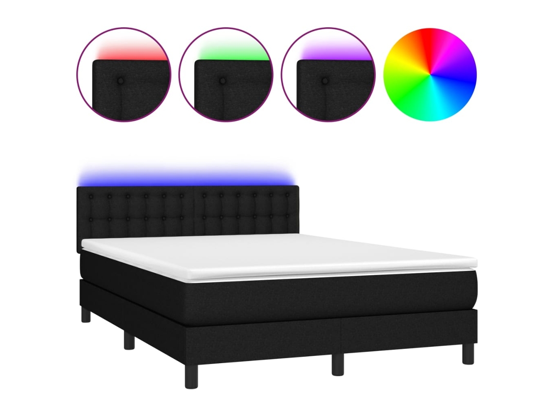 Box Spring Bed, Box Spring Beds Vidaxl Preto Tecido (140 X 190 Cm)