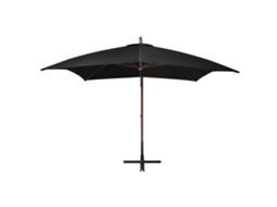 Guarda-sol de Jardim Suspenso com Poste (3x3 m) Abeto Maciço Preto MAISON EXCLUSIVE