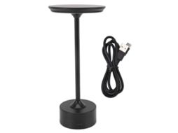 Lâmpada de Mesa Sem Fio Recarregável 2000mah 3 Níveis de Brilho Led Portátil Usb C Metal Preta