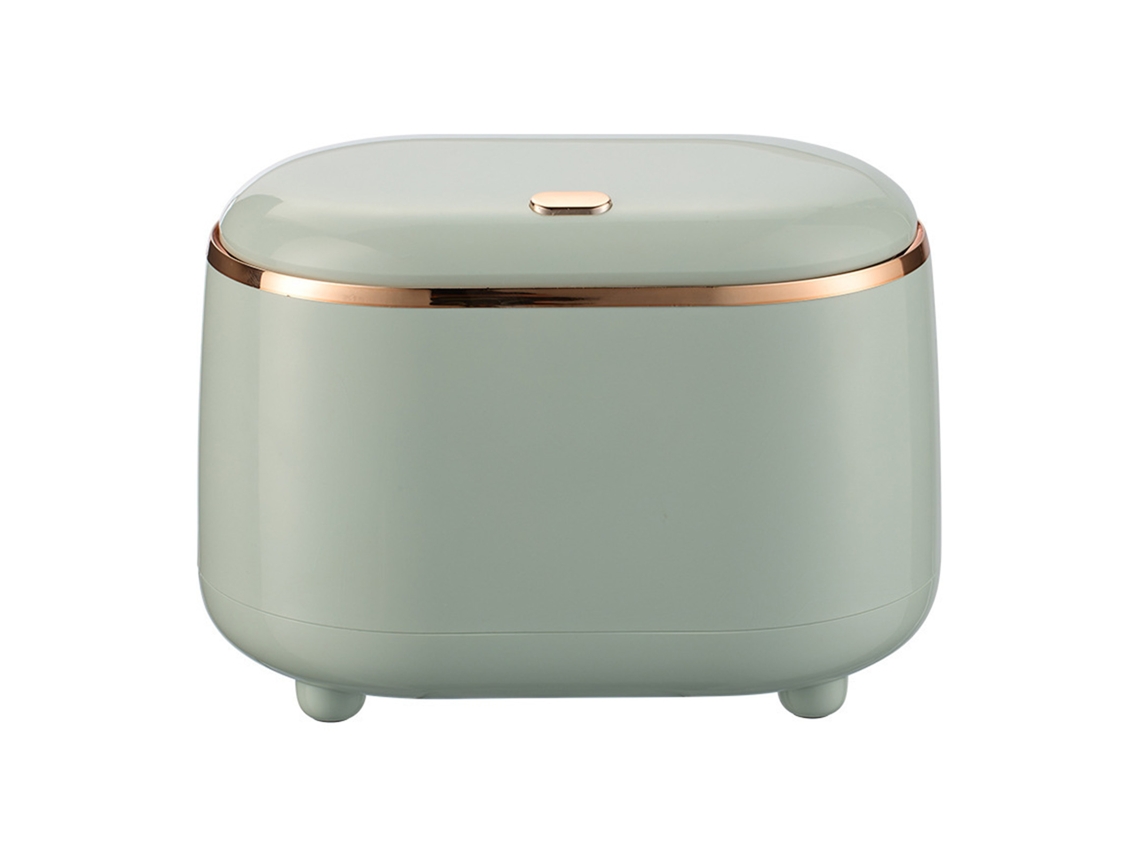 Mini Lixo com Tampa a Prensa de Plástico Oval para Mesa Cozinha Quarto Banheiro Verde Claro