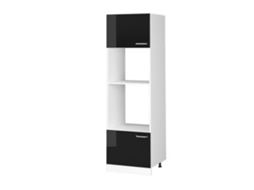 Armário Universal R-line, 60cm Com Prateleiras Abertas E Portas, Preto Alto Brilho, Branco, Vicco