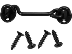 Gancho De Trava Porta Celeiro Villcase, 10cm 4 Polegadas, Em Aço Inoxidável, Preto