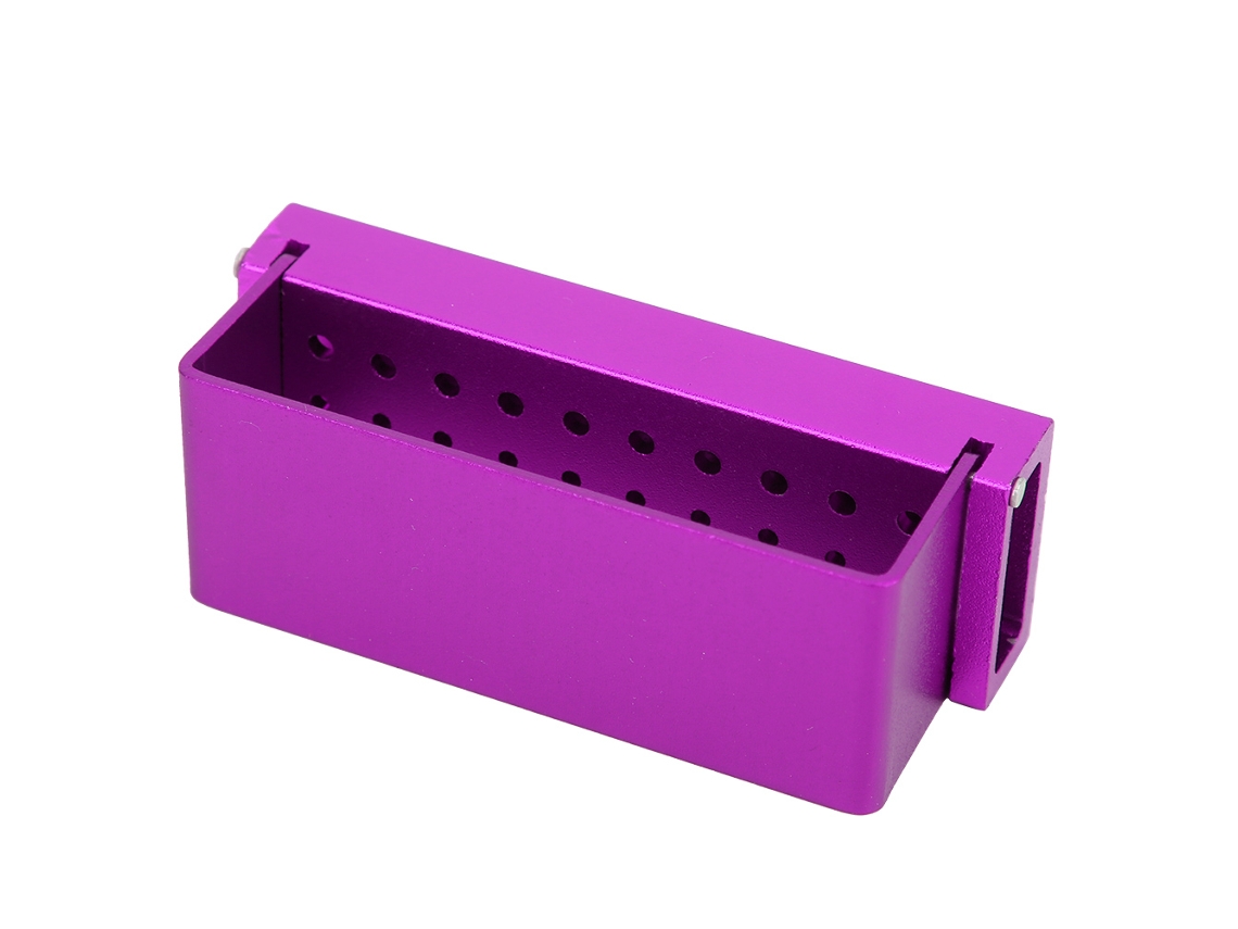 Caja De Desinfección De Brocas Dentales De Acero Inoxidable Con 30 Huecos Portabrocas Herramienta Dental Morada