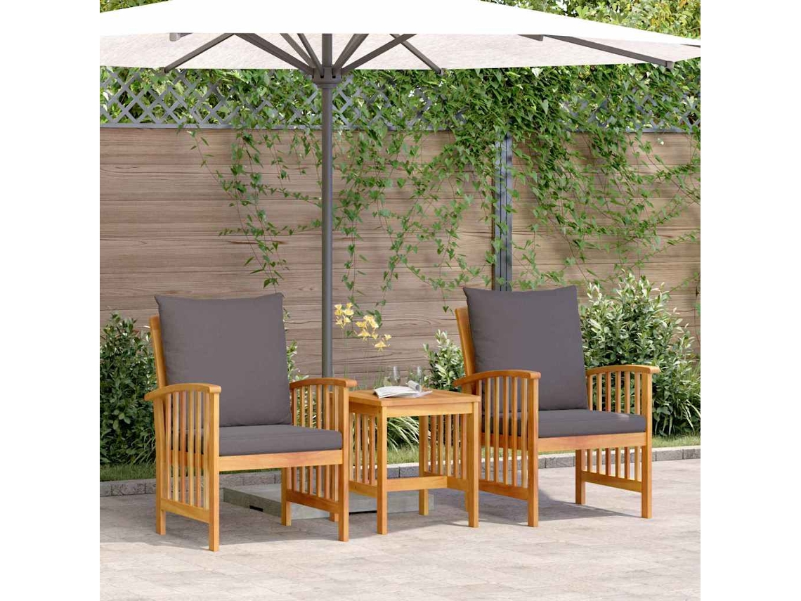 Vidaxl Conjunto De Sofá De Jardim 3 Unid. Óleo Natural