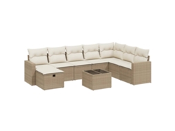 Conjunto de 9 Sofás para Jardim com Almofadões Vime Pe Bege MAISON EXCLUSIVE (90x200 cm)