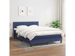 Vidaxl Cama Com Molas/colchão 140x200 Cm Tecido Azul