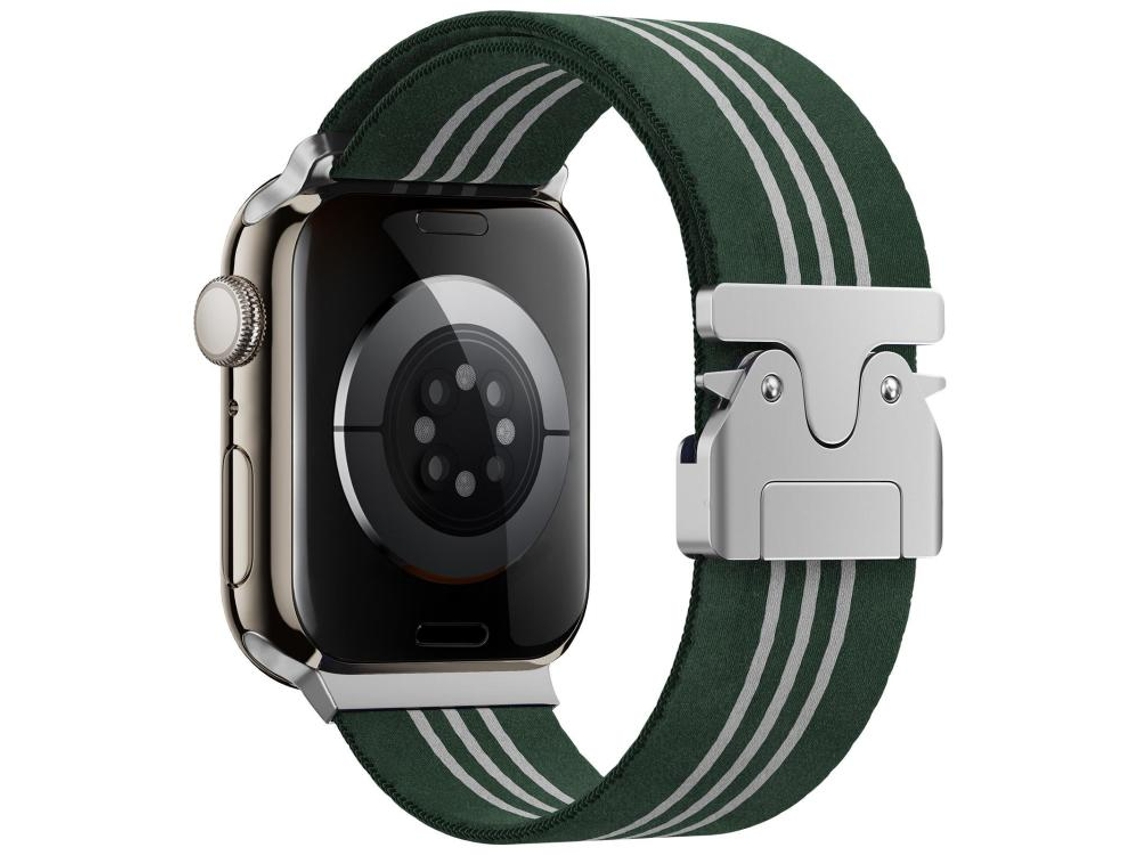 Pulseira trançada com fivela de paracord listrada verde e branca CSYY (compatível com Apple Watch de 40 mm)