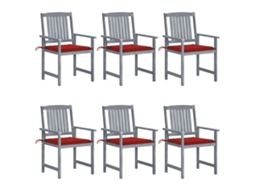 Vidaxl Cadeiras De Jardim C/ Almofadões 6 Pcs Acácia Maciça Cinzento