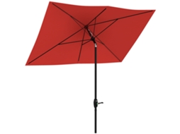 Guarda-sol Retangular Basculante De 2x3 M Com Manivela, Tecido De Poliéster Impermeável De Alta Densidade (180 G/m²), Vermelho