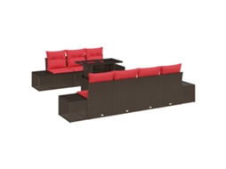 Maison Exclusive - Conjunto De Sofás Com Almofada 8 Pcs Marrom E Vermelho Vime Pe